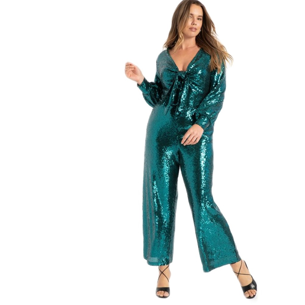 Eloquii Sequin Jumpsuit with Tie Front size 18
